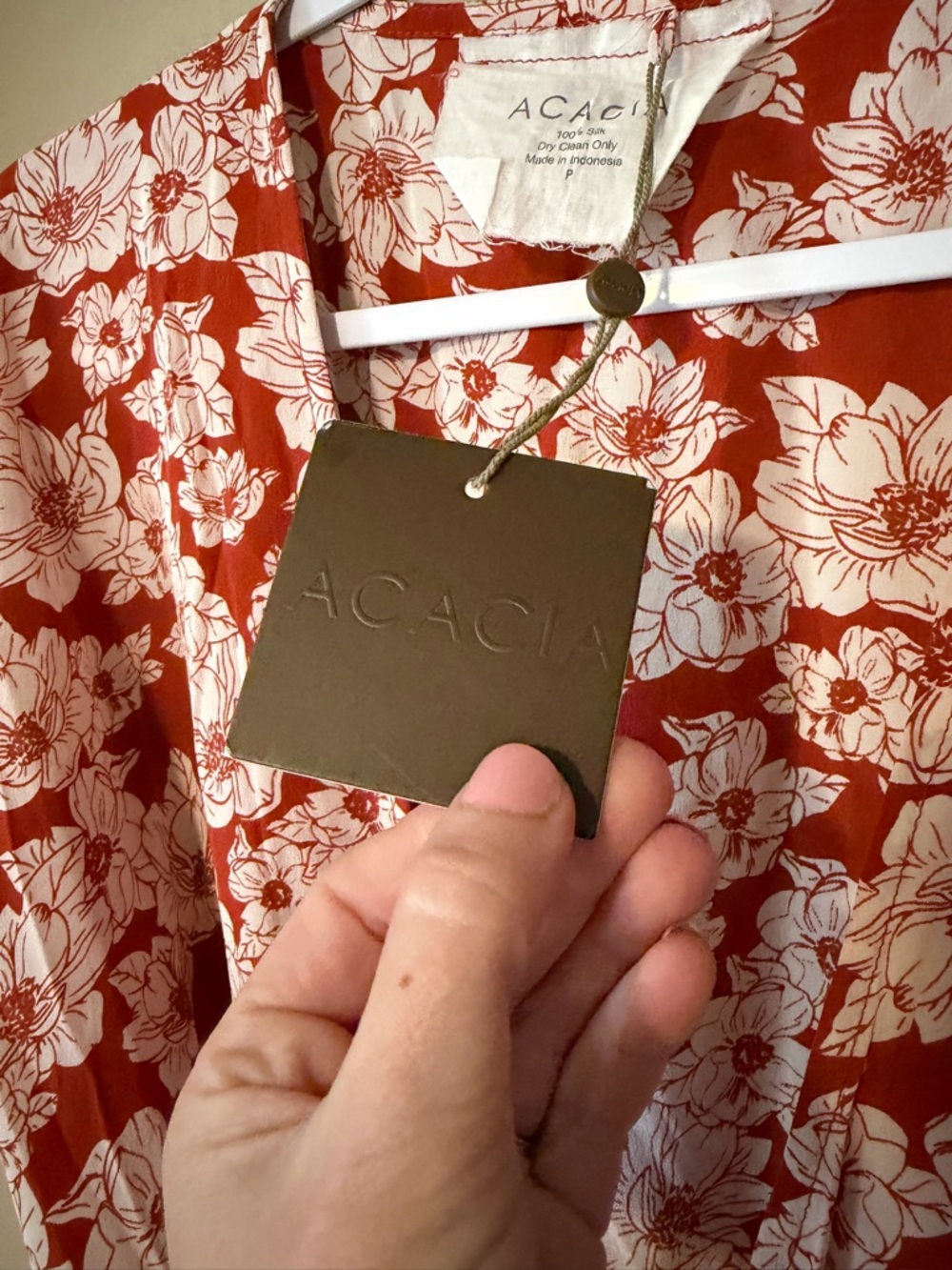 Acacia Nahiku 100% Silk Rust Magnolia Dress NWT - Picture 6 of 7